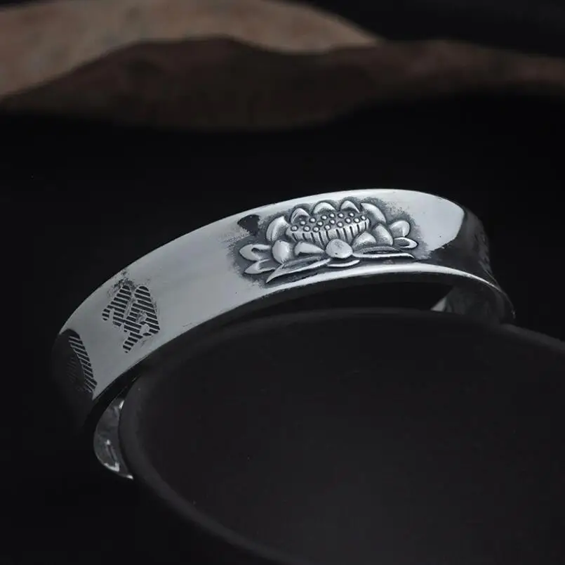 Pure Silver S999 Lotus Pattern Bracelet Bangle Jewelry (YRT) | Украшения и аксессуары