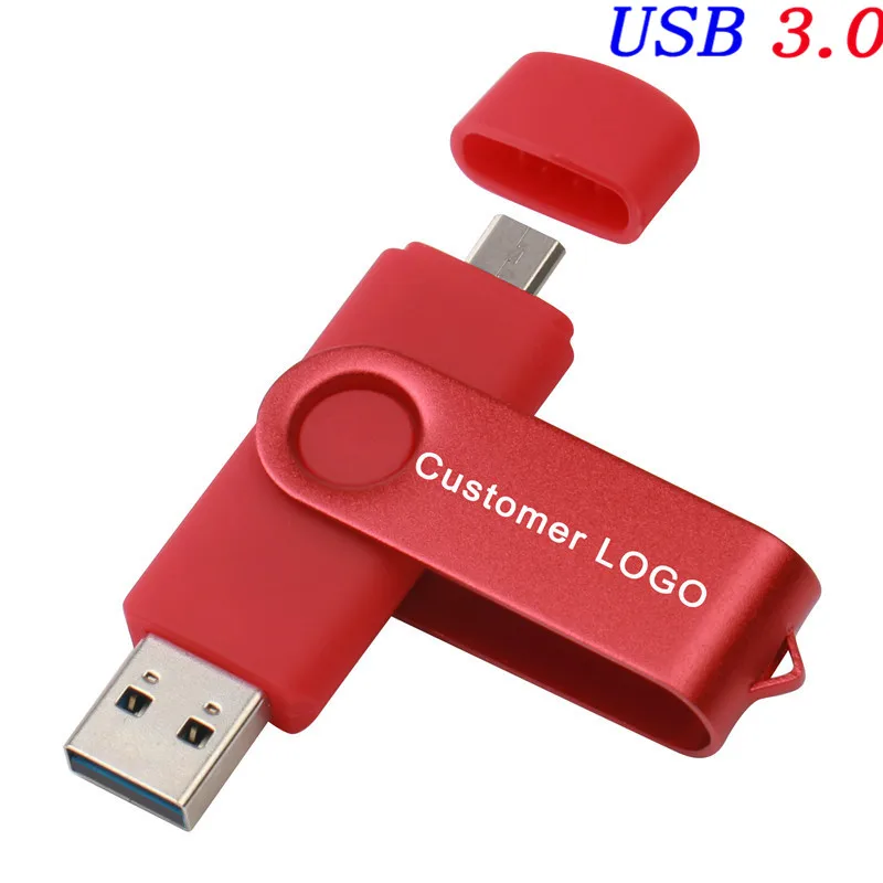 Red Логотип Jaster OTG USB 3,0 флеш-накопитель 4 ГБ 8 ГБ 16 ГБ 32 ГБ 64 ГБ Флешка металлический usb флеш-накопитель карта памяти - Цвет: Red