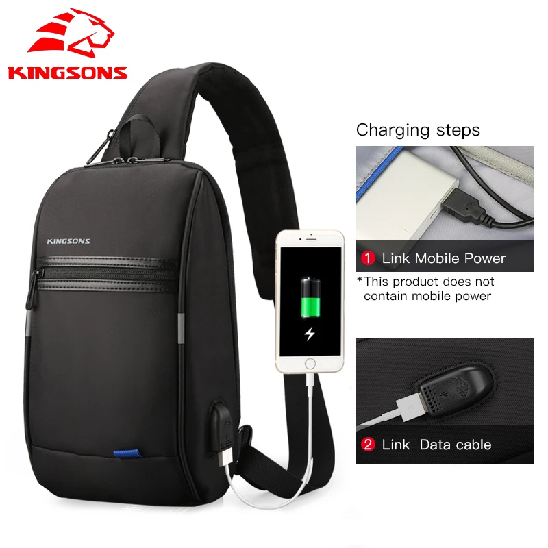 Kingsons Мужская нагрудная сумка 9 7 дюймов Ipad кожаные сумки зарядка через usb Слинг