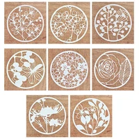 8pcs round flower template hollow layering stencils for wall painting scrapbooking stamp album decorative embossing card
