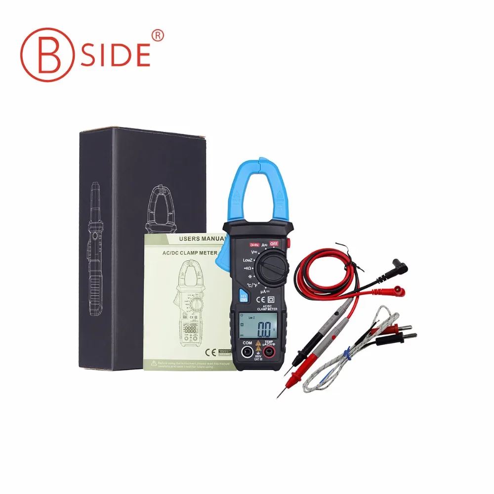BSIDE 600A AC/DC токовые клещи ток Напряжение конденсатор с алюминиевой крышкой, Температура мультиметр бесконтактная проверка напряжения переменного тестер VS MS2108A