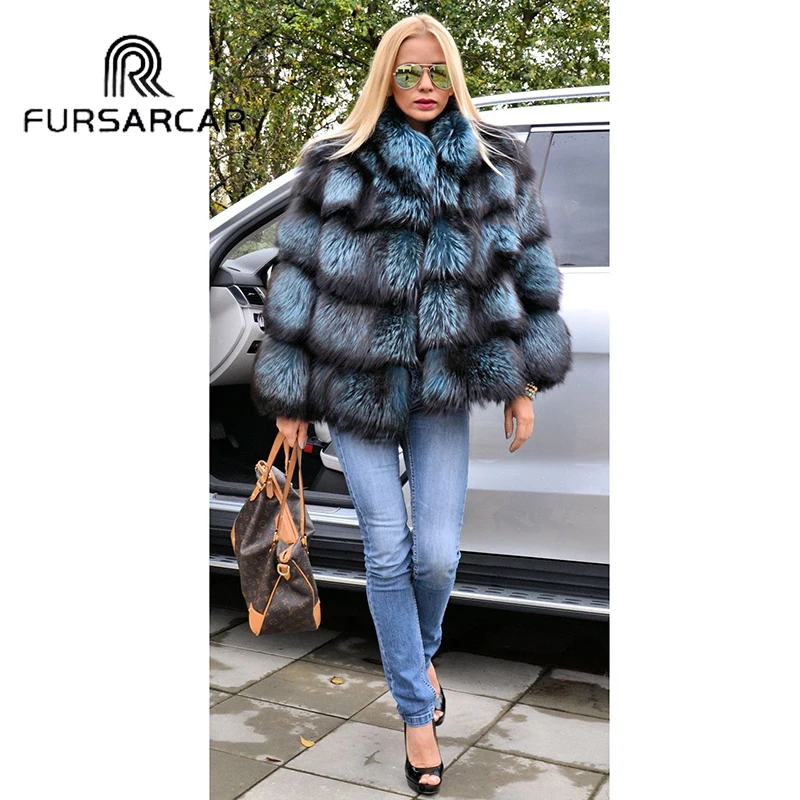 FURSARCAR 60 см пальто из натурального меха женские зимние сапоги Новинка натуральный