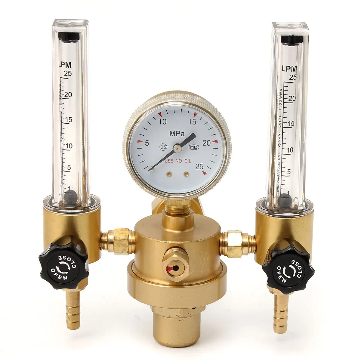Gold HLZS-Аргон CO2 манометр регулятор давления Mig Tig расходомер Контроль Клапан сварочный газ двойная трубка счетчик пузырьков аквариум расходомер - Цвет: Gold