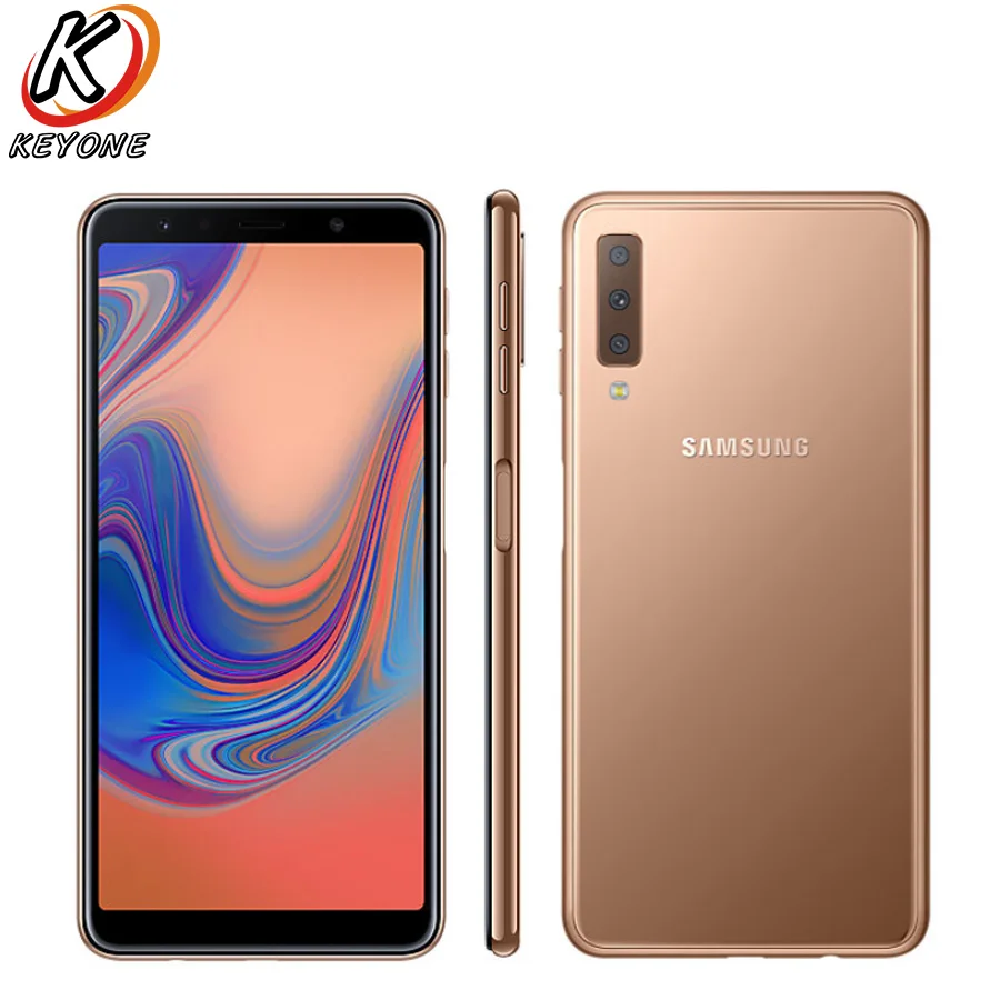 Новый мобильный телефон samsung Galaxy A7 A750F DS 2018 4G LTE 6 0 дюймов 4 Гб ОЗУ 64 ПЗУ три камеры