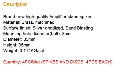 4pcs 35mm Machined Brass Speaker Isolation Spike Hifi AMP Turntable Vibration Conex4
