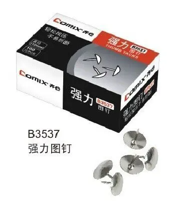 

Comix B3500 3537 3536 Стандартный штифт, штифт для большого пальца, Упаковка: 5 коробок, Цвет: серебристый, материал: низкоуглеродистая сталь