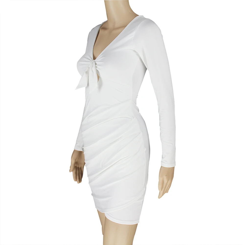 Для женщин V шеи Сексуальная бандажная повязка с длинным рукавом обтягивающее