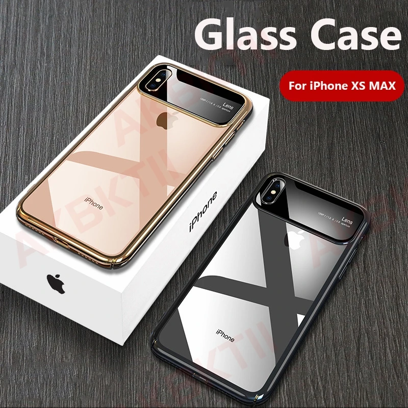 AKBKTII роскошный стеклянный чехол для iPhone XS Чехлы MAX XR ультра тонкий PC Прозрачный