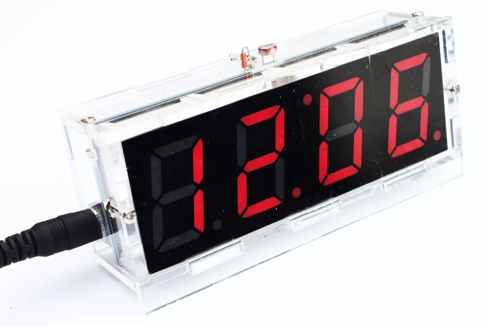 DIY 4 Digit LED Electronic Clock Kit With Vioce Light Control Function | Электронные компоненты и принадлежности