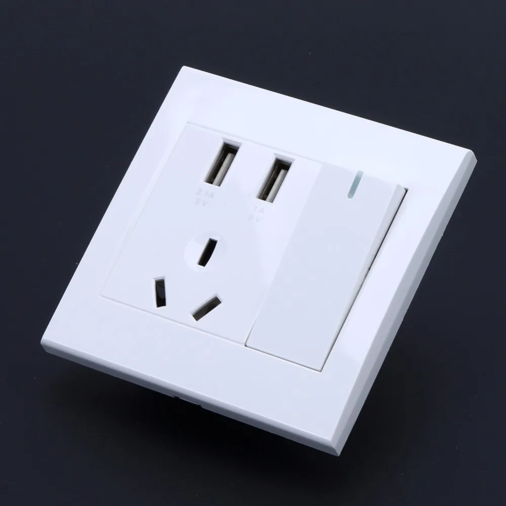 Двойной USB порт светодиодный 2.1A Электрический Настенный адаптер зарядное