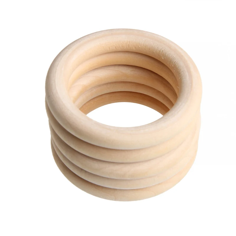 Anillos de dentici&oacute;n de madera para beb&eacute;, collar de c&iacute;rculo de madera holandesa de 70mm, pulsera artesanal, Natural, cuidado bucal, seguridad, 5 uds.-3