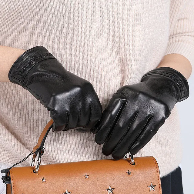 L185PN2 Women Перчатки из натуральной кожи мужские женские влюбленные стильные зимние модные теплые управляемый сенсорный экран варежки из овчины мужские и женские L185-9 - Цвет: L185PN2 Women