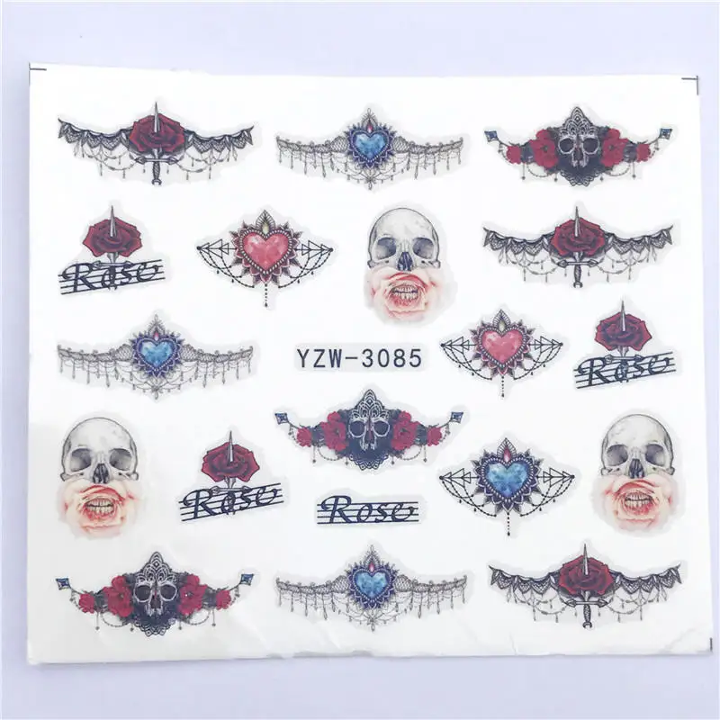 YZW-3085 1 шт цветы/Пасха/бабочка/ожерелье для нейл-арта водяная Татуировка наклейка на ногти водная переводная наклейка украшение - Цвет: YZW-3085