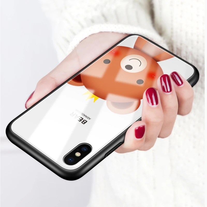 ASINA Tempered Glass Case For iPhone 8 Plus Luxury Original Cute Back Cover 6 6s 7 Xs Max Xr Bumpers |