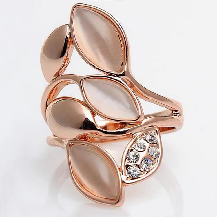 Angel Girl Rose Gold Color Ring Shining Opals Rings For Women Trendy Engagement Wedding Jewelry Anillos