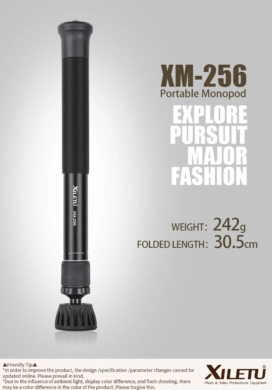 XILETU XM-256 47,8 дюймов монопод удобный штатив монопод селфи палка полюс для DSLR камеры видеокамеры смартфон беззеркальная камера