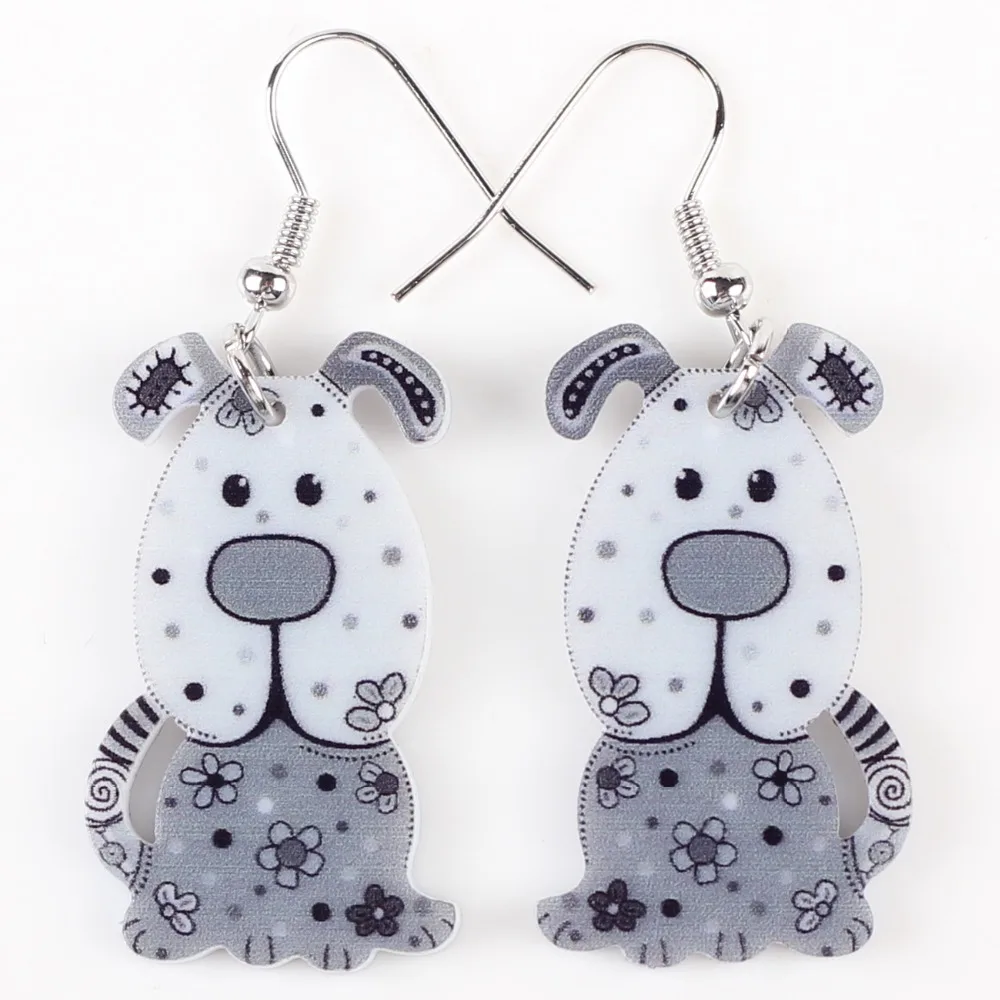 bonsny drop dog hot brand earrings acrylic pattern long dangle earrings fashion jewelry for women 2015 news girls accessories free global shipping