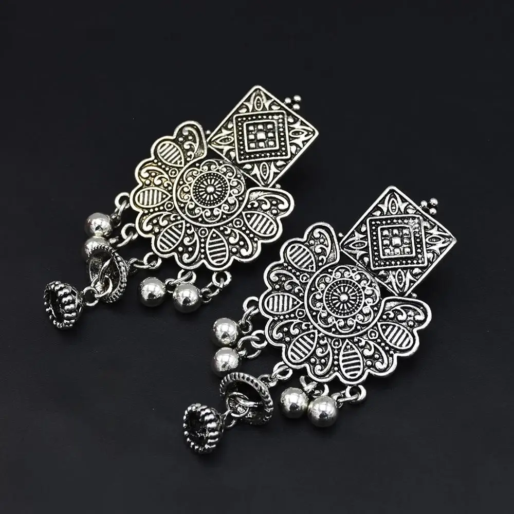 Индийский Цыганский цветок с кисточкой Jhumka серьги-подвески окисленные ювелирные