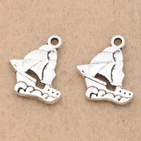 10pcs tibetan silver plated ship boat charm pendant fit bracelet necklace jewelry diy making accessories 19x17mm