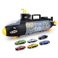toy cars portable shark submarine model car toys for children storage cassette with 6 alloy cars birthday christmas gifts 6688