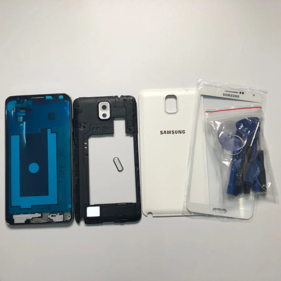 Полный корпус Note 3 детали для Samsung Galaxy N9005 N900 Передняя ЖК рамка + задняя крышка