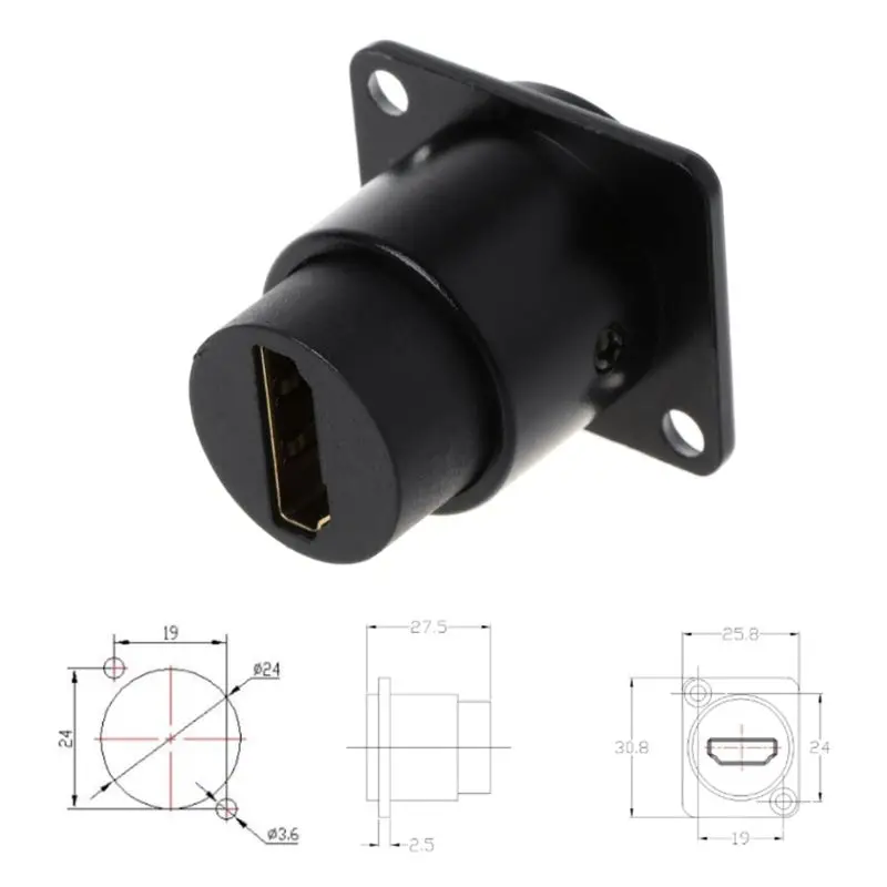 Разъем HDMI типа D RJ45 сетевой втулка шасси Панельное крепление аудиоразъем