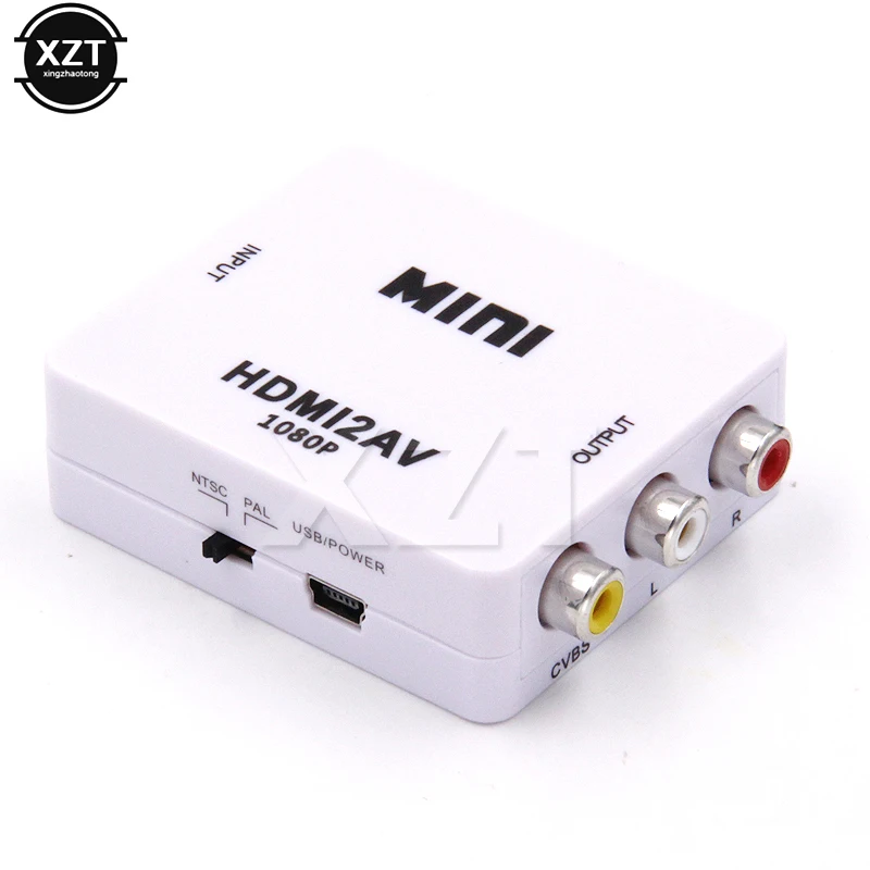 Новейший AV HD видео преобразователь HDMI совместимый с RCA AV/CVSB L/R 1080P 2AV выход скалер