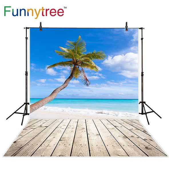 

Фон Funnytree для фотостудии море пляж лето кокосовое дерево небо деревянный пол природа фотография Фон фотосессия