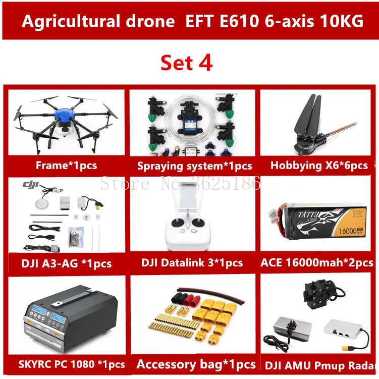 New EFT E610 6-axis 10KG 10L Pesticide spraying system Agricultural drone