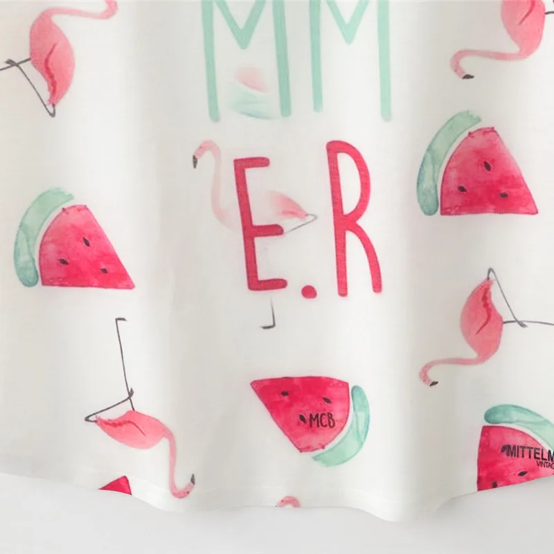 Летняя футболка в европейском и американском стиле с рисунком фламинго арбуза