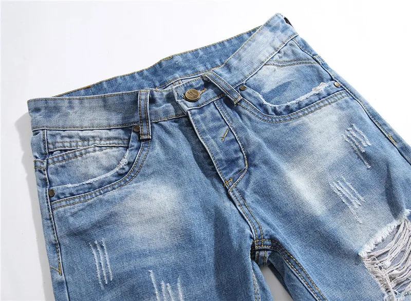 Модные брендовые мужские синие джинсы в европейском и американском стиле