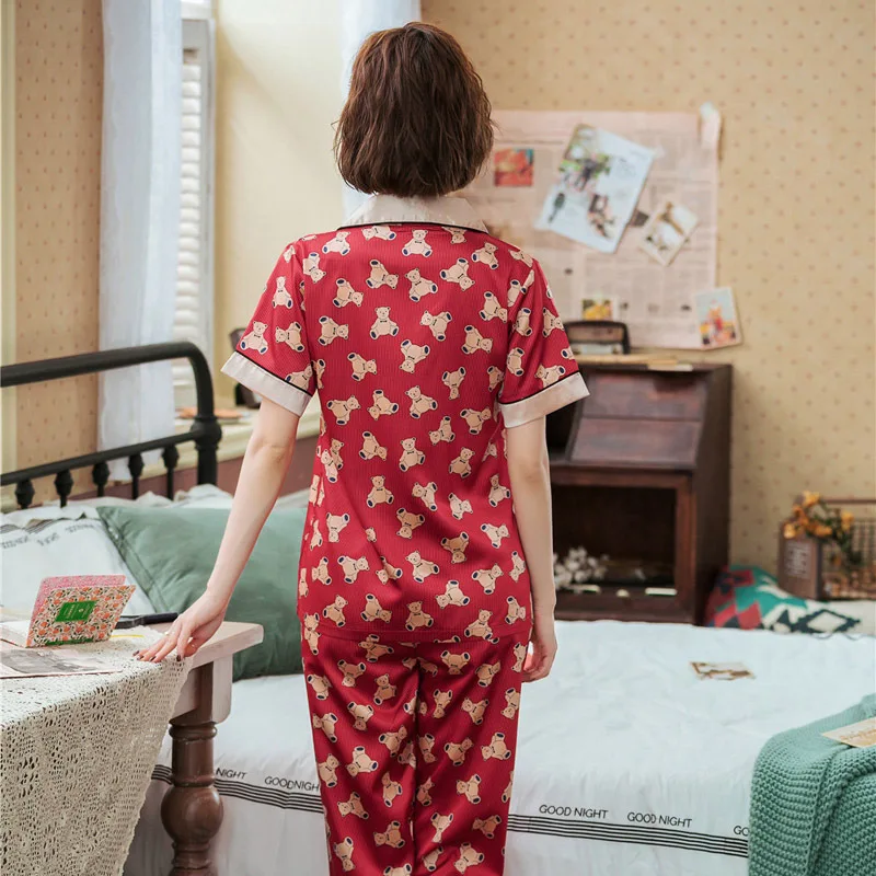 Smmoloa летние шелковые пижамы с коротким рукавом комплект из двух предметов