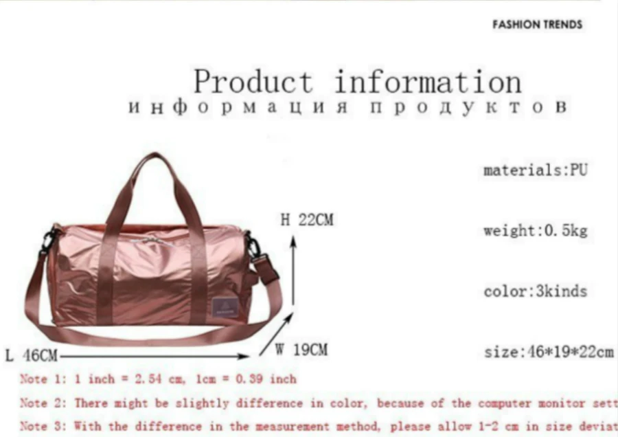 New Glossy Waterproof Nylon Sports Gym Bags Men Women Training Fitness Travel Handbag Yoga Mat Sport Bag With Shoes Compartment