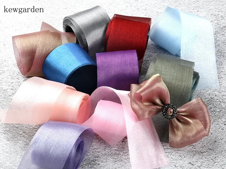 Kewgarden 50 мм 2 &quotжемчужная пряжа шифоновые ленты вручную изготовленная лента DIY