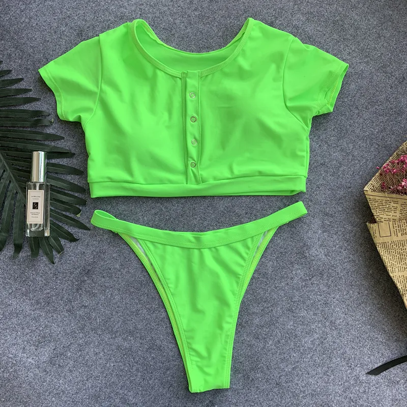 Футболка на пуговицах топ бикини для купальщиков комплект купальный костюм с