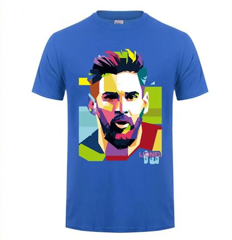 Мужские футболки с коротким рукавом MESSI из 100% хлопка для фанатов джерси в