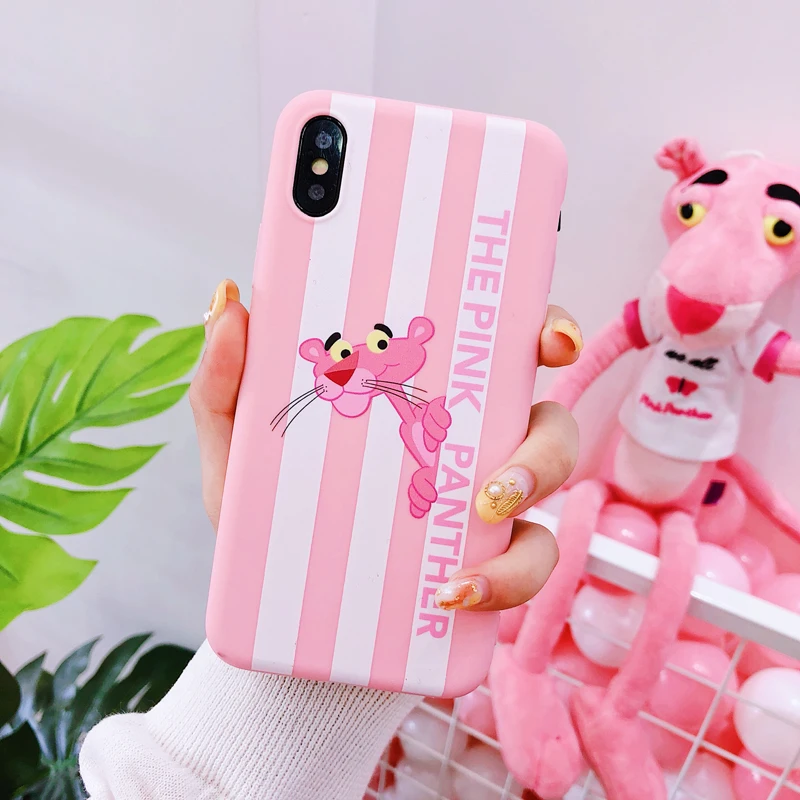 Розовая пантера узорчатый чехол для iPhone 6 6s 7 Plus чехол для выравнивания рельефа, скраб мягкий силиконовый защитный чехол для iPhone 5S, se 8 плюс X Капа
