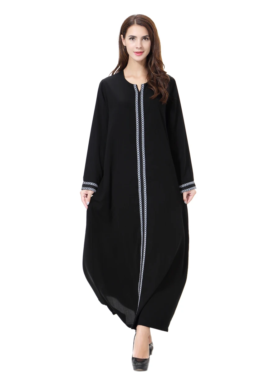 Abaya Дубай женское мусульманское платье с круглым вырезом и длинным рукавом плюс размер 4XL марокканский кафтан Jubah Исламская одежда арабисш Kleding
