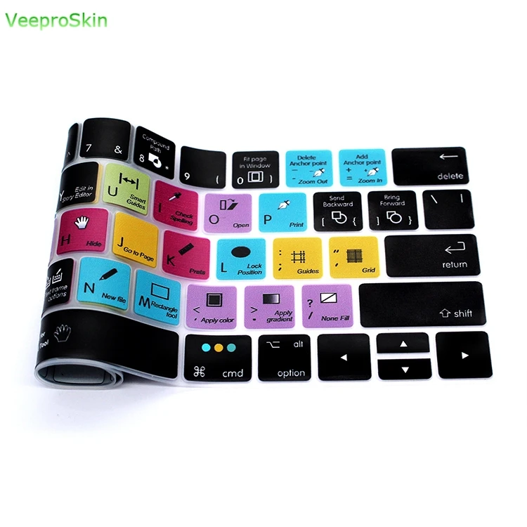 For Macbook Touch Bar A1706 / A1707/A1989/A1990 Adobe Indesign Function Shortcut Hot Key Silicone Keyboard Cover Keypad Skin | Компьютеры