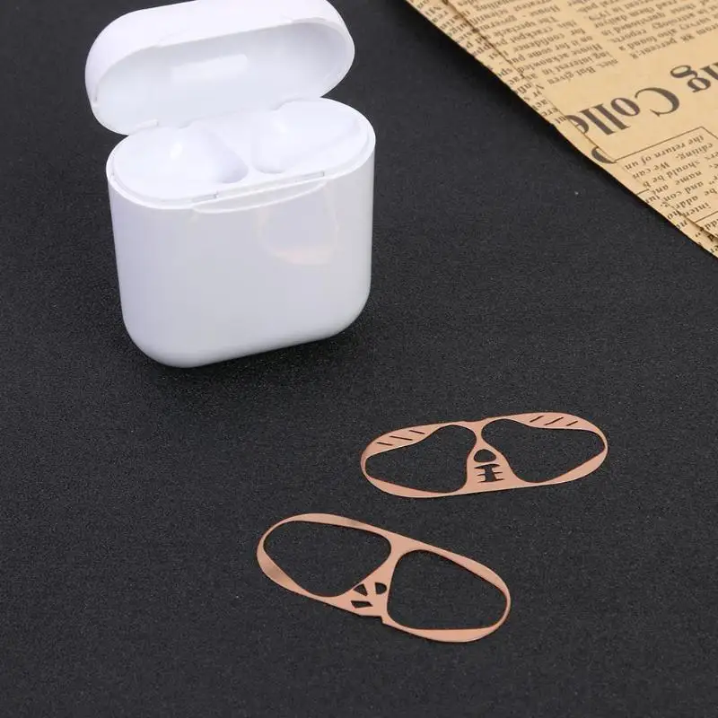 Внутренняя металлическая Пылезащитная наклейка для Apple AirPods чехол внутренняя накладка