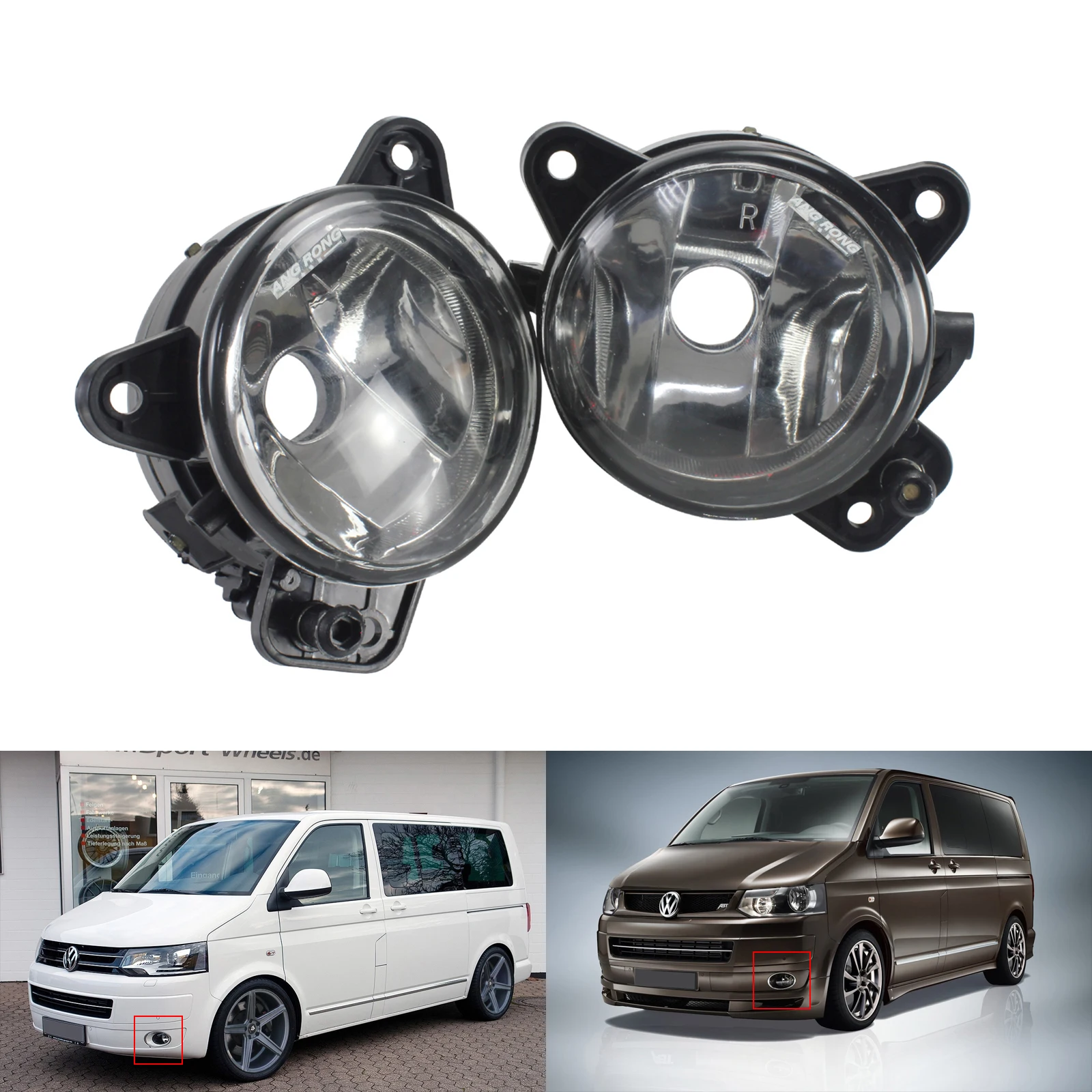 

ANGRONG LED Front Fog Lights Lamps Left & Right New No Bulbs For VW Transporter T5 2003-2009