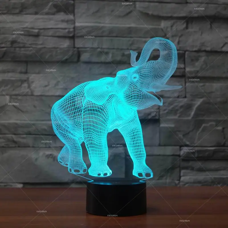 Животные Слон 7 цветов Изменение 3d ночник Led настольная детская лампа подарок Fule