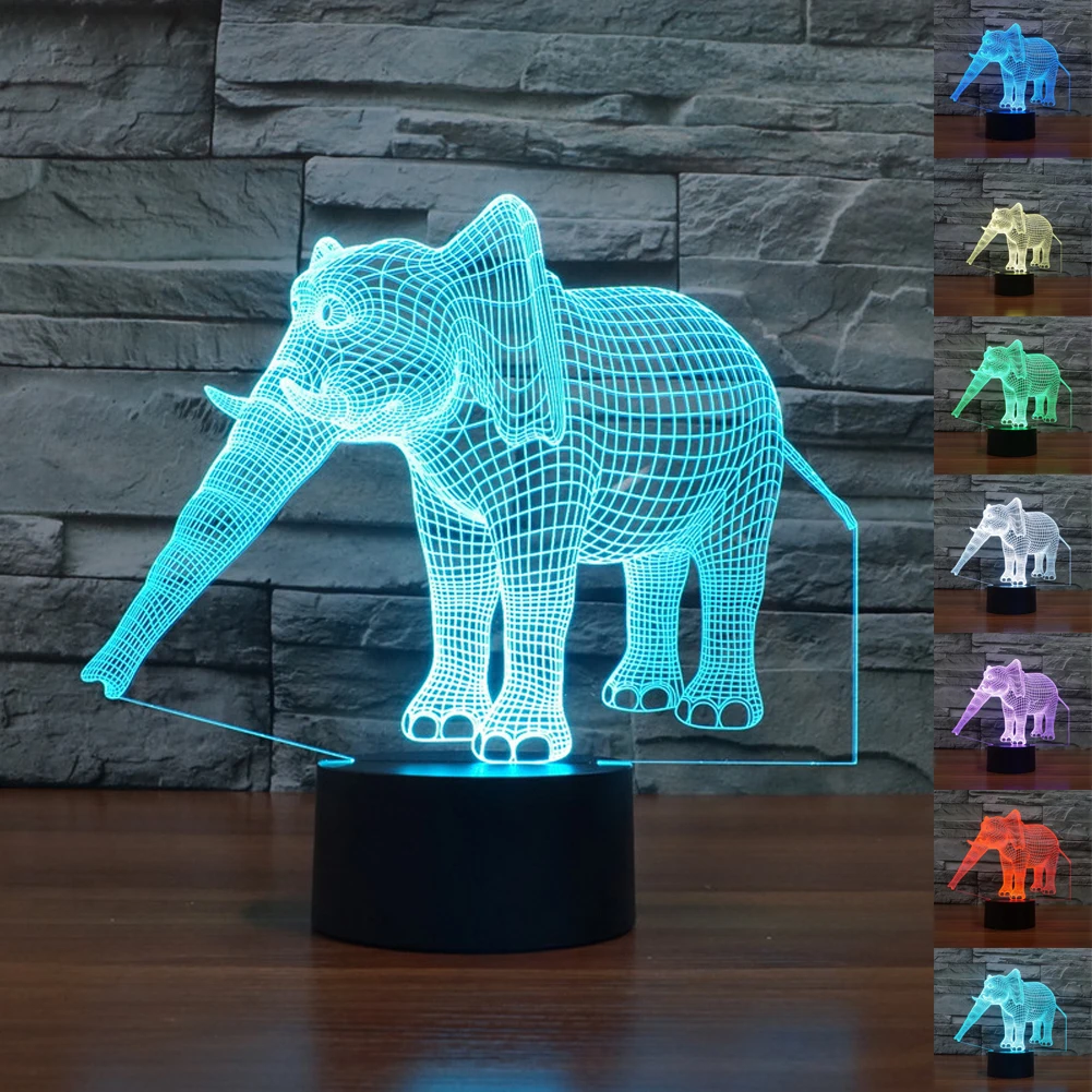 3D иллюзия домашнего использования Хэллоуин ночник спальня в форме слона стол 7