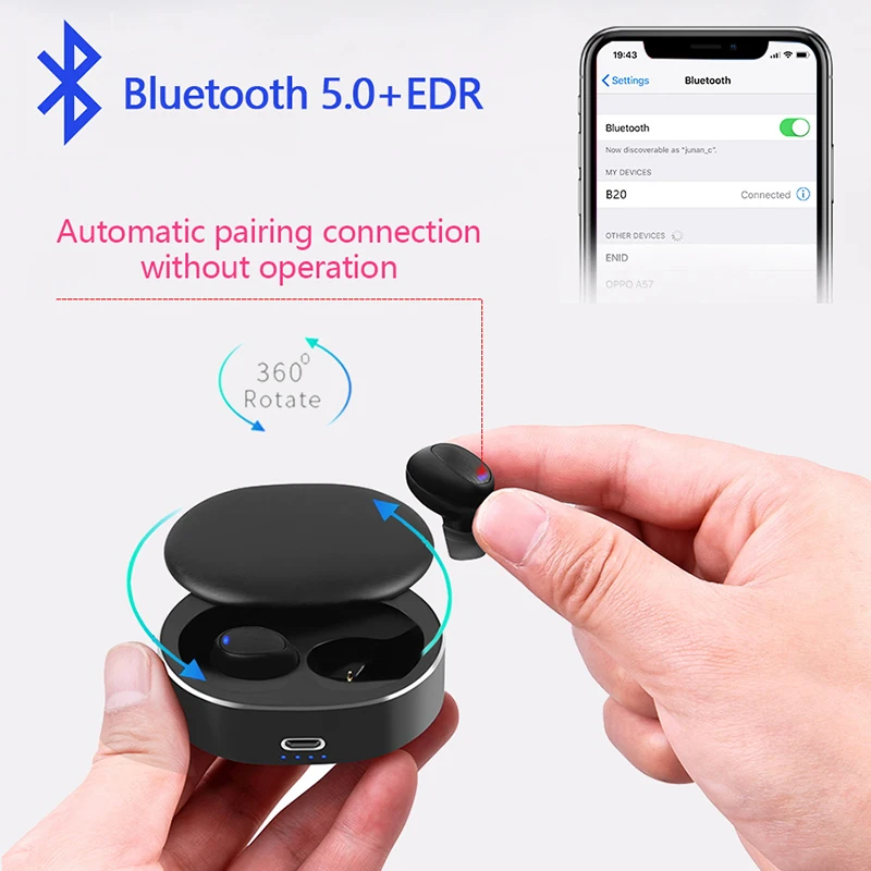 TWS 5 0 Мини Bluetooth наушники Беспроводные спортивные 3D стерео гарнитура с
