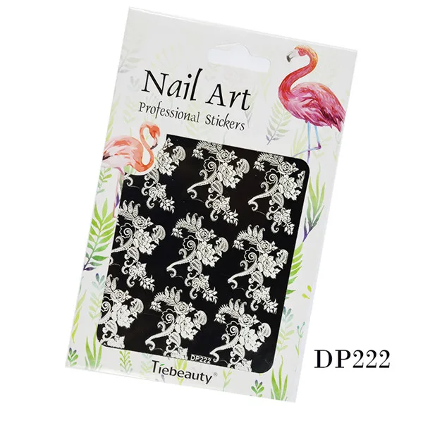 DP222 Белый цветок/кружева стикеры 3D на ногти Nail Art Наклейки тиснением Творческий Маникюр-наклейки для ногтей красота декор LADP201-224 - Цвет: DP222