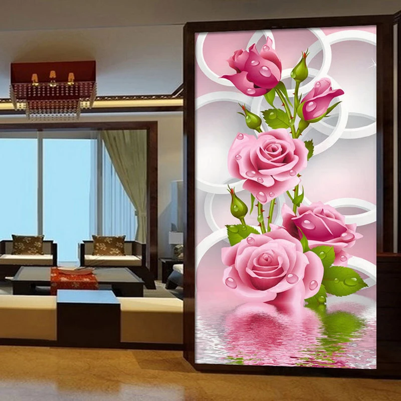QIANZEHUI, Рукоделие, сделай сам Пейзаж Вышивка крестиком, цветущая богатая Сладкая Роза вышивка крестиком Вертикальная полная вышивка крестиком