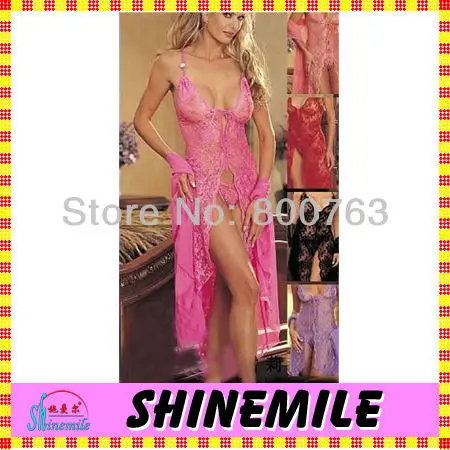 M XL XXL XXXL Plus Size Pink Purple Women Lace Satin Print Silk Long Slim Costumes Lingerie Robe Sleepwear Pajamas Skirts | Тематическая