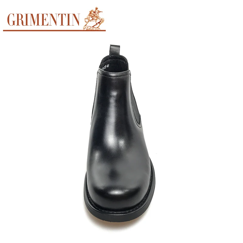 GRIMENTIN/брендовые модные черные мужские ботинки из натуральной кожи удобная