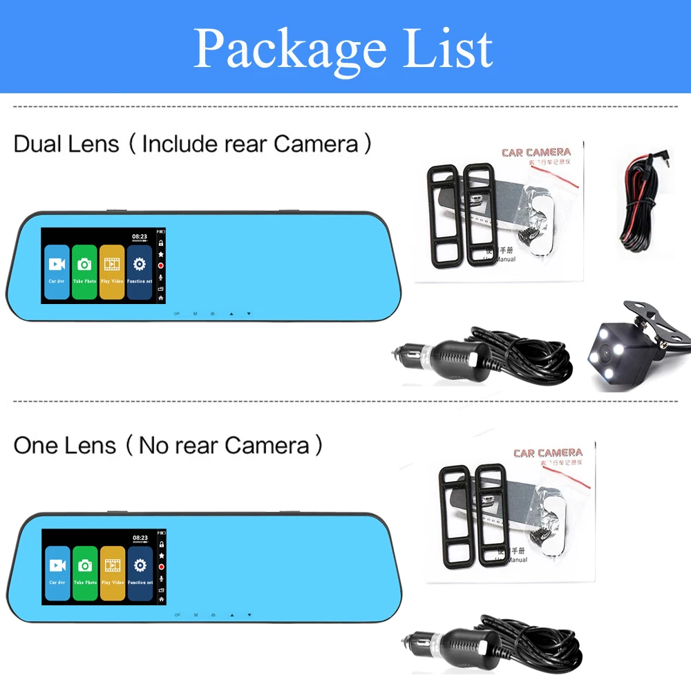 ADDKEY 4 3 дюймов сенсорный экран Автомобильный видеорегистратор обзор камеры