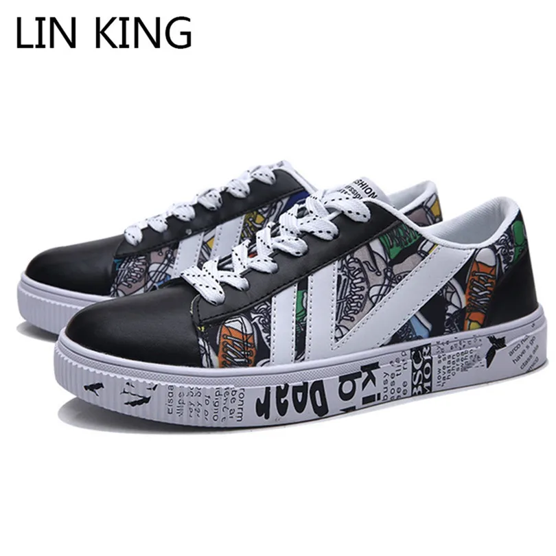 LIN KING/модные зимние ботинки с цветочным принтом Обувь На Шнуровке Для мужчин на